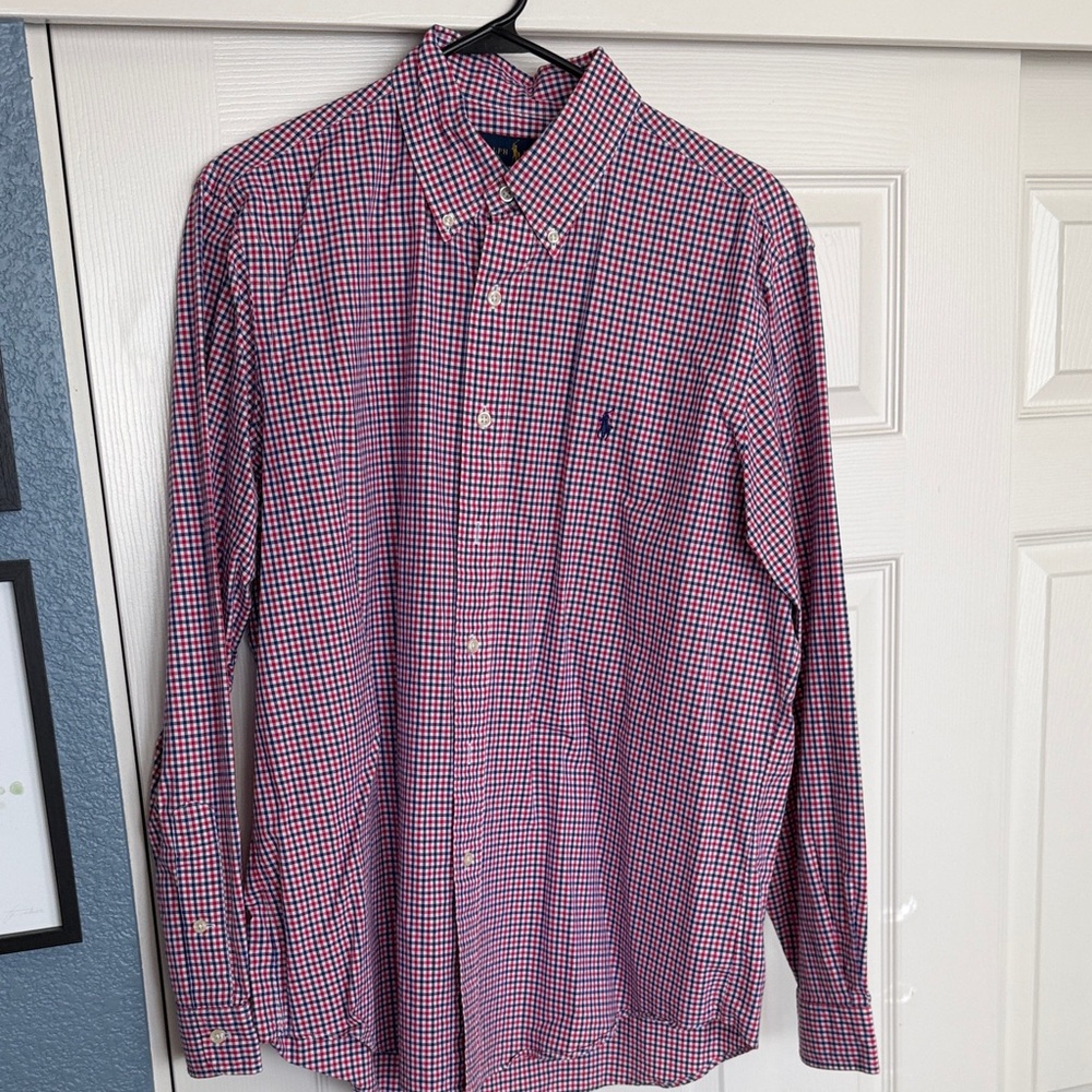 Polo by Ralph Lauren Men's Red and Blue Plaid Shirt